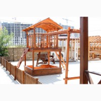 Детские деревянные игровые домики, площадки и комплексы