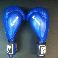 Перчатки боксерские синие лицензированные Федерацией бокса