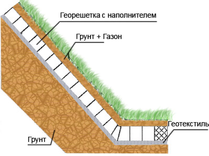 Георешетка для укрепления склона. Высота 5см. Ячейка 16*16см