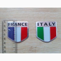 Наклейка Флаг Франция, Флаг Италия алюминиевые на авто или мото