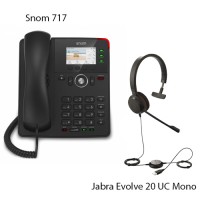 Snom D717 + Jabra Evolve 20 UC Mono, комплект: sip телефон + гарнитура