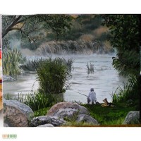 Картина Рыбалка холст, масло, 40х50 см