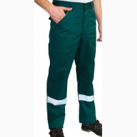 Рабочие брюки зеленые с СВП полосами СПец