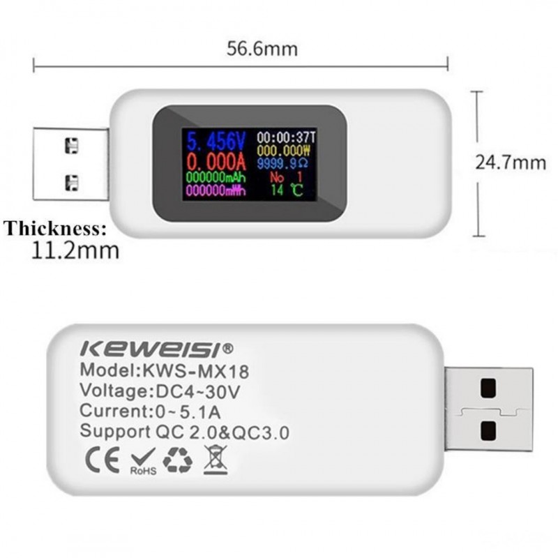 Фото 2. USB тестер, многофункциональный, Keweisi KWS-MX18, новый
