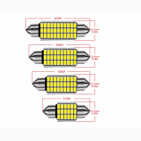 C5w/c10w светодиодная авто лампа салона, багажника, номера 12-14 вольт- 42, 39, 36, 31 мм