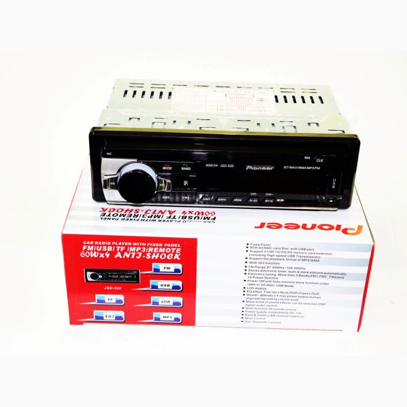 Фото 4. Автомагнитола Pioneer JSD-520 ISO - MP3+FM+USB+SD+AUX + BLUETOOTH
