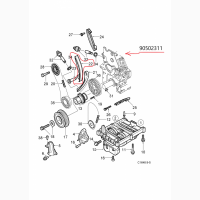 GM 90502311, Натяжитель цепи 2.0, 2.2 DTI, оригинал Opel 636704