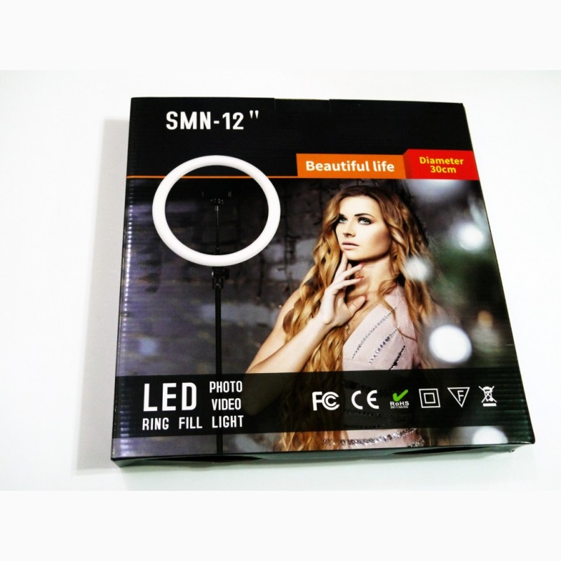 Фото 6. Кольцевая LED лампа SMN-12 30см 1 крепл.тел USB