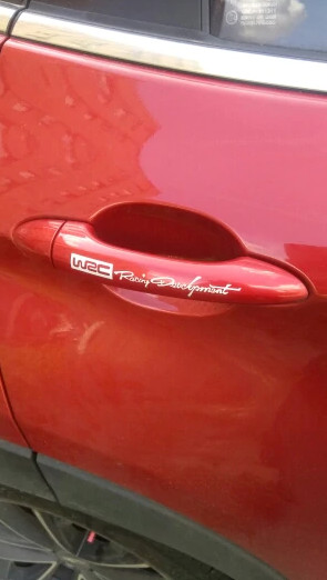 Фото 6. Наклейки на ручки авто WRC Белая с красным ( светоотражающая )
