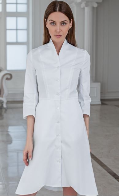 Фото 2. Медицинское платье-халат с фигурным низом