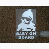 Наклейка на авто Ребенок в машине Baby on board большая светоотражающая
