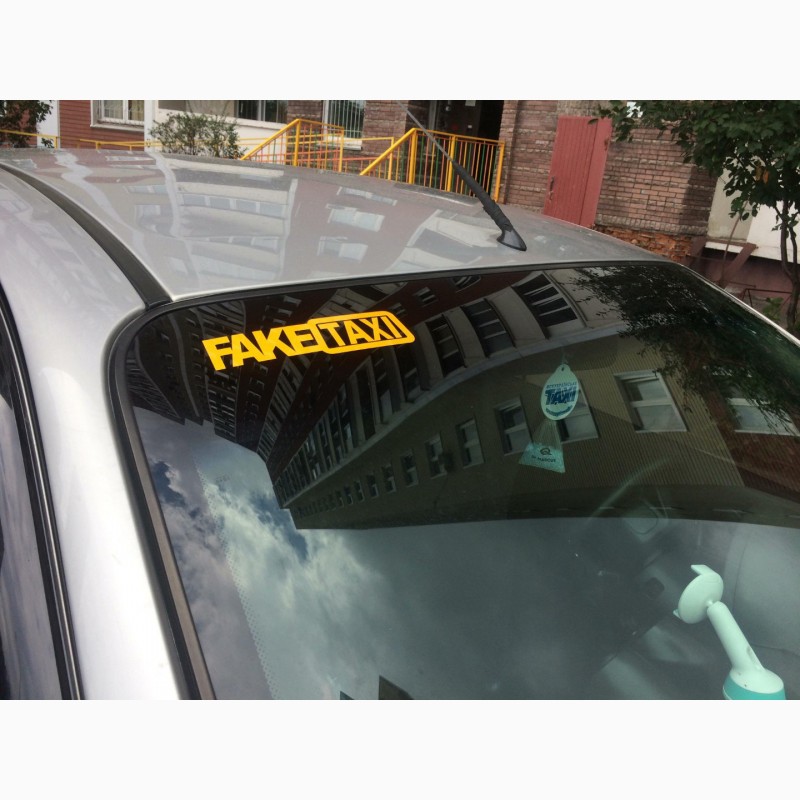 Фото 4. Наклейка на авто или мото FakeTaxi Жёлтая светоотражающая