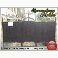 Ворота филенчатые «шоколадка» под заказ, кованые, художественная ковка
