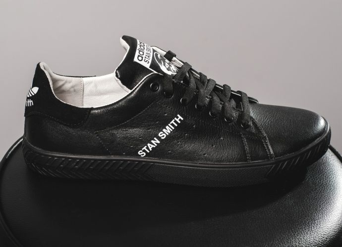Фото 7. Мужские кожаные черные кеды Adidas Stan Smith 10765