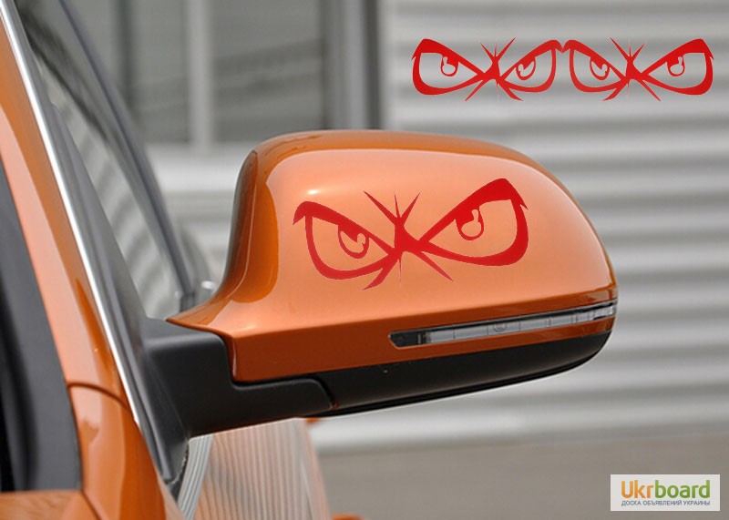 Фото 6. Наклейка на авто Злые глаза на зеркала заднего вида светоотражающая Тюнинг авто
