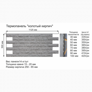 Теплоизоляционные фасадные термопанели. Колотый кирпич