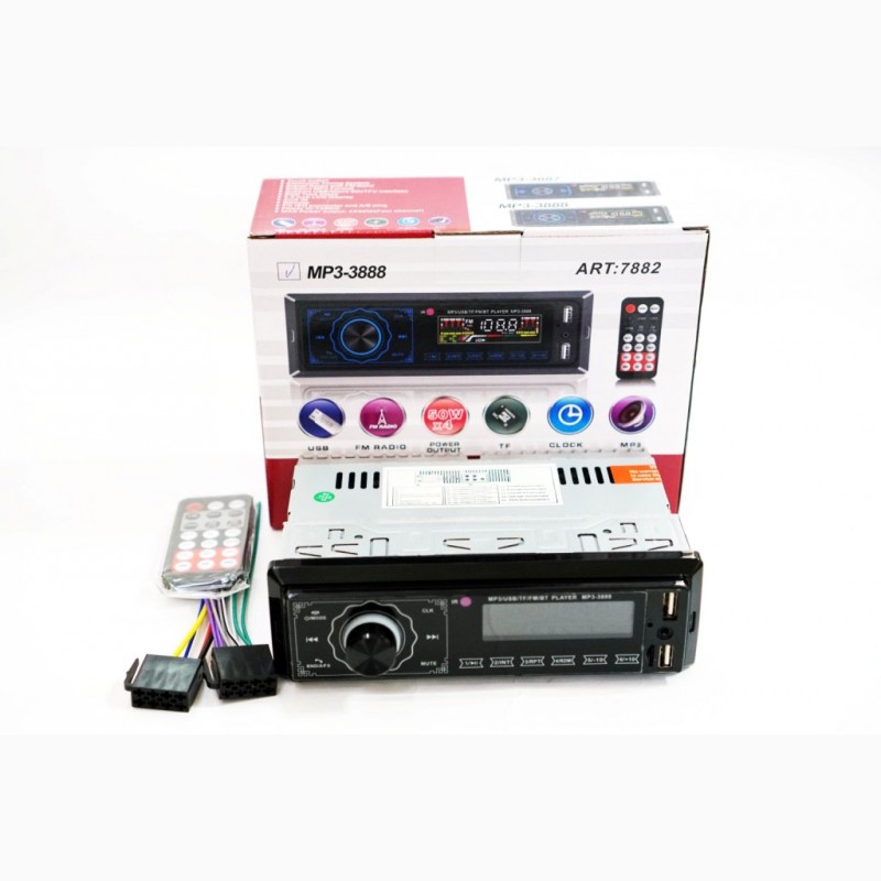 Фото 4. Автомагнитола Pioneer 3888 ISO - 2хUSB, Bluetooth, FM, microSD, AUX сенсорная магнитола