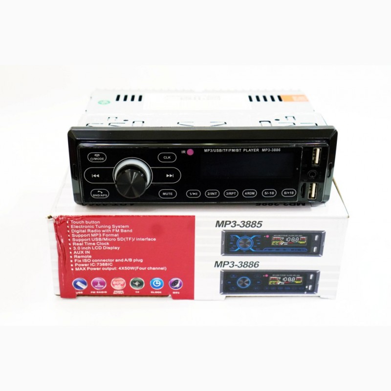 Фото 2. Автомагнитола Pioneer 3886 ISO - 2хUSB, Bluetooth, FM, microSD, AUX сенсорная магнитола